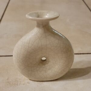 Small Round Bud Vase Pottery Crackle Glaze 4in